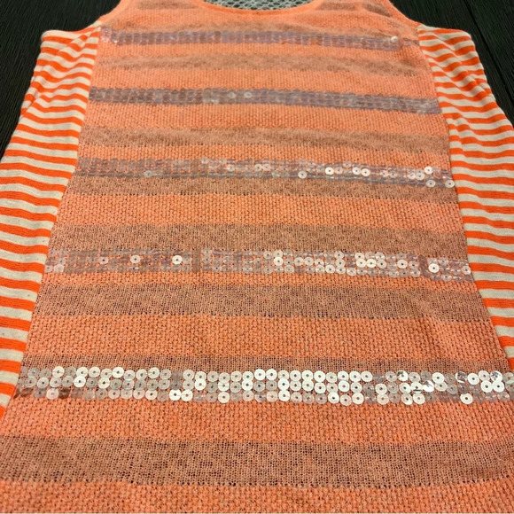 Miss Me Medium Sequence‎ Bright Pink and White Striped Tunic Tank Top - Picture 4 of 15